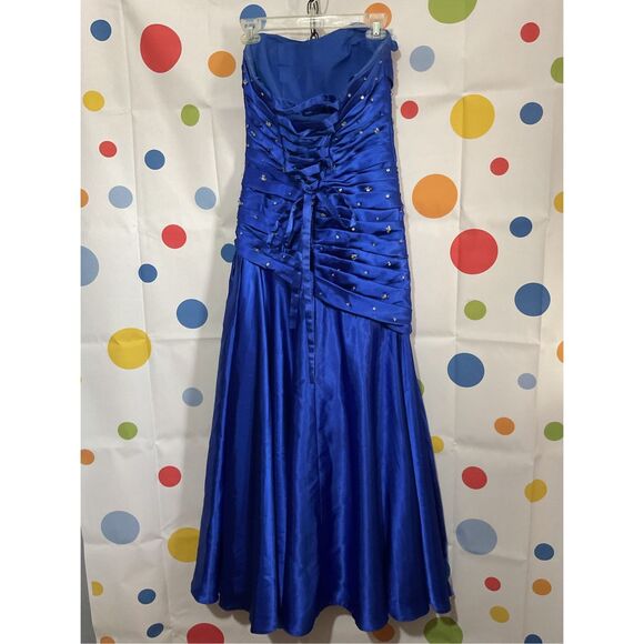 Mori Lee Madeline Gardner Size 5/6 Designer Formal Dress Strapless Blue Sequin A - Picture 15 of 16